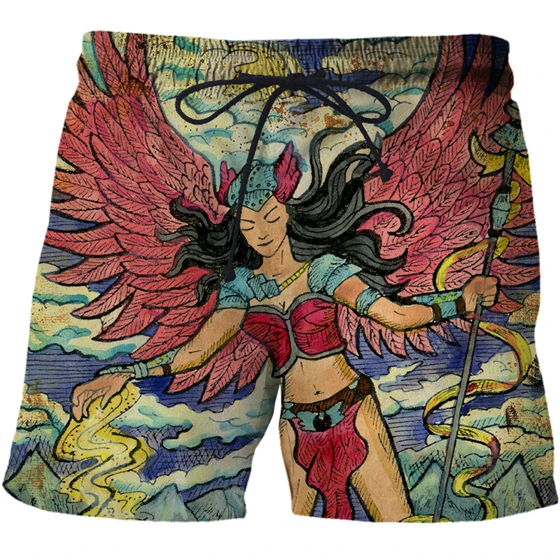 2022 Men's Tarot art pattern Beach Shorts Series 3D-Printed Swimming Trousers Men's Casual Beach Shorts XXS-4XL