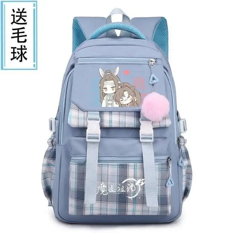

Anime Game Breathable Mesh Tartan Plaid Blue Purple Grandmaster Of Demonic Cultivation Mo Dao Zu Shi School Bags Backpacks