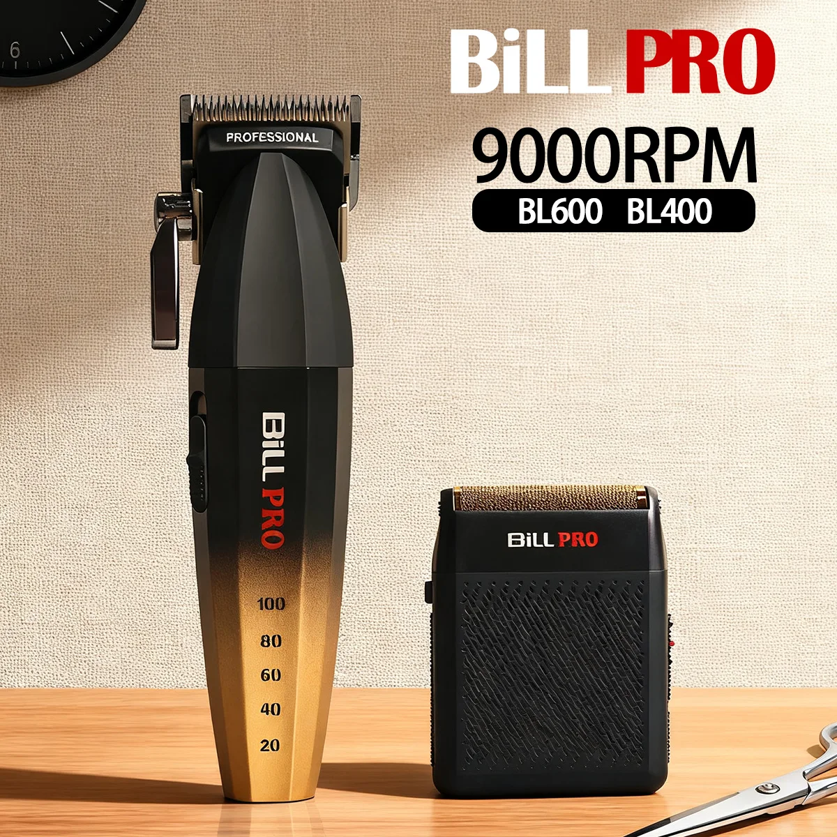 

BL600 Professional Electric Cordless Hair Clipper 9000RPM High Speed Motor Powder metallurgy steel ceramic Blade With 400 Shaver