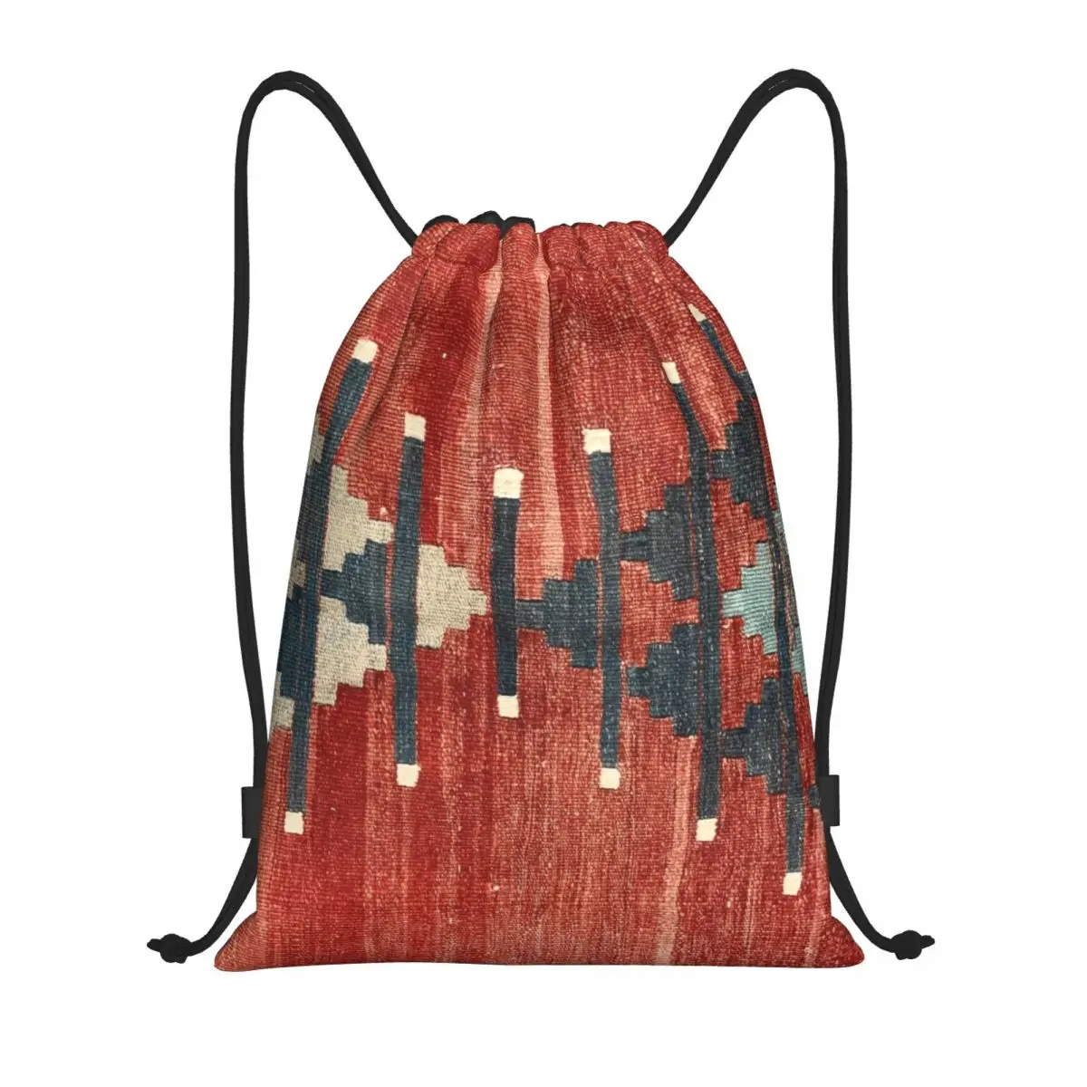

Vintage Kilim Navaho Weave Aztec Textile Drawstring Bags Lightweight Turkish Ethnic Persian Tribal Sports Gym Storage Backpack