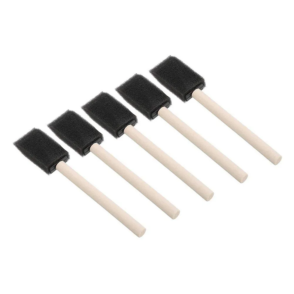 10Pack 1 Inch Polyurethane Sponge Brush with Beveled Edge Wood Handle for Acrylics Paint Stains Varnishes Scrapbooking Mixed