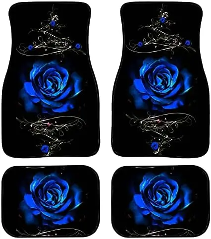 

Автомобильные коврики Biyejit Blue Rose – универсальные противоскользящие резиновые коврики для автомобиля, комплект из 4 штук для внедорожников, седанов, фургонов.