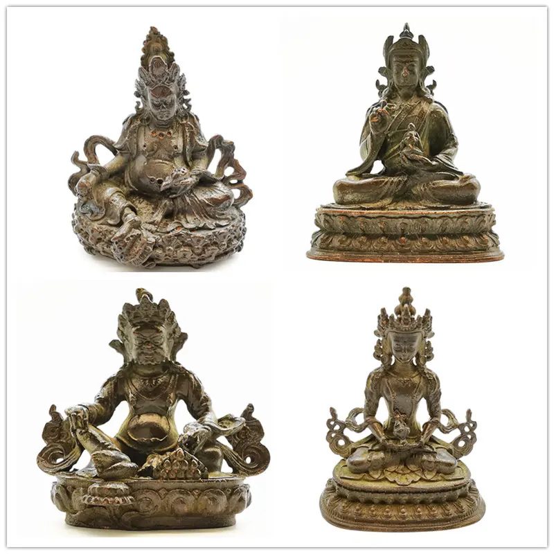 Tibetan Buddhist Buddha Collections Red Brass Pocket Buddha Status Ganyin Medicine Buddha Treasure King HDC0684