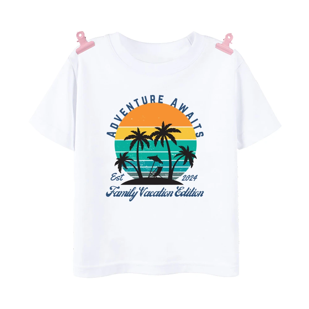 Adventure Awaits Family Vacation Edition Est 2024 Family Matching Shirt Adult Kids Summer T-shirt Tops Baby Short Sleeve Romper