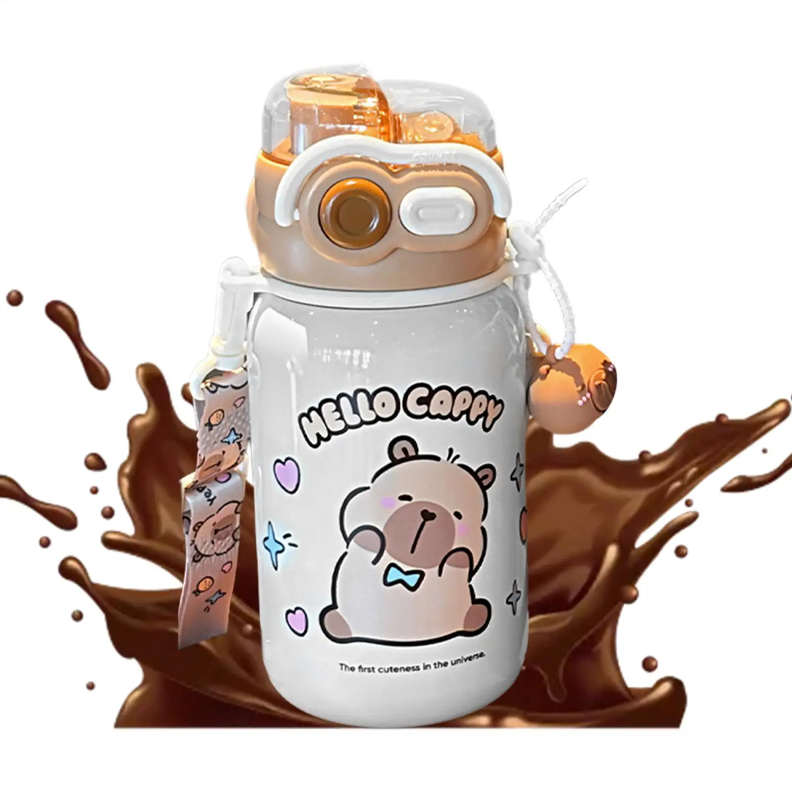 

Water Bottle Insulated Stainless Steel Travel Water Bottle With Straw And Lid Capybara Tumbler Cute Cup For School Sports Hiking