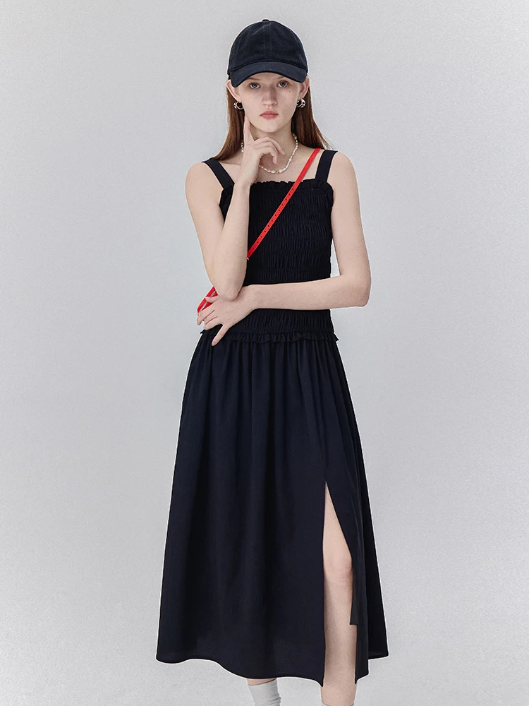 

Eggka корейское длинное платье на бретельках Dr Ele для похудения, дизайн талии, новое летнее модное женское платье из полиэстера, вискозы, спандекса