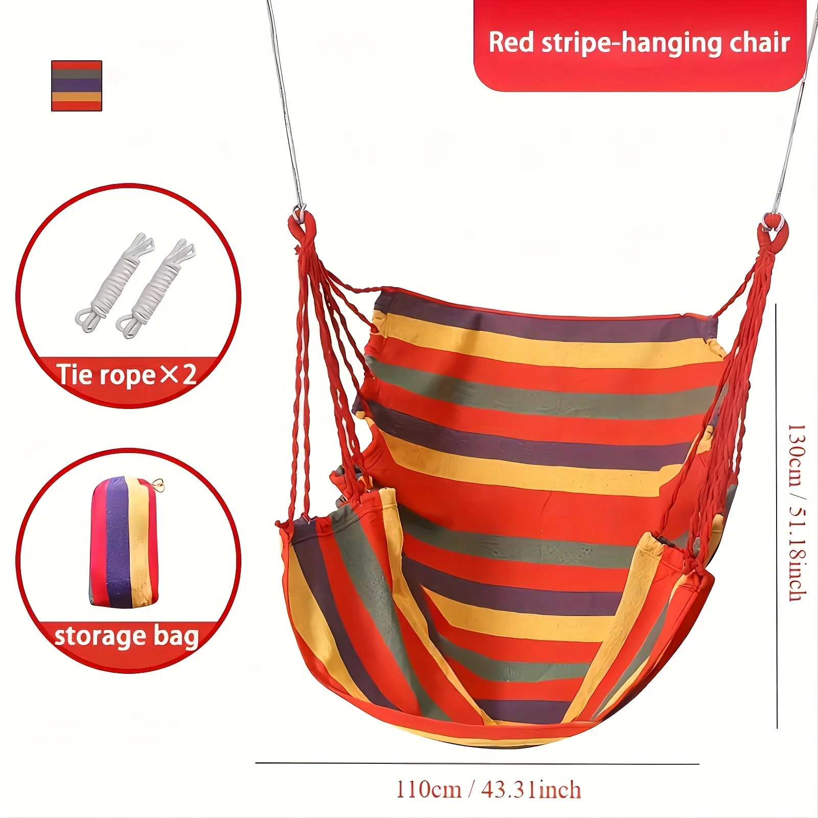 Portable Outdoor Camping Hammock Chair , Sturdy Cotton Fabric Swing Chair for Home, Bedroom,Durable Hanging Swing Seat