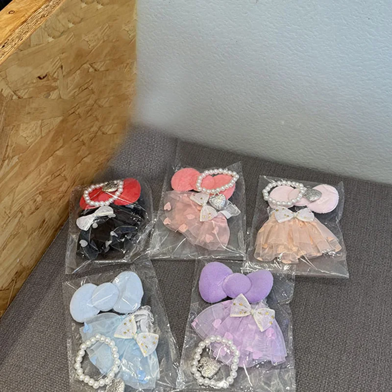 

Doll Clothes Accessories for 17cm Labubu Doll Cute Yarn Skirt/Necklace /Hair Ornaments Kits Doll Dress Up 3pcs/set