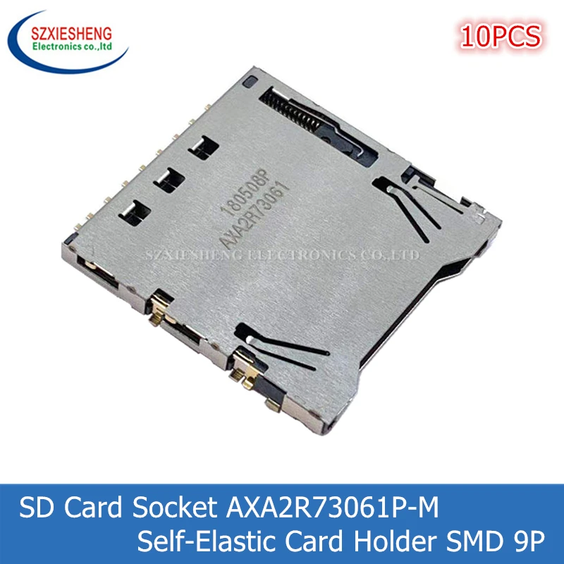 

10PCS Original SD Card Socket AXA2R73061P-M AXA2R73061 Self-Elastic Card Holder SMD 9P Memory Card Socket