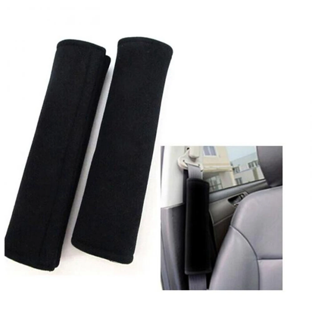 2Pcs Black Cushion Soft Covers Safety Shoulder Strap Harness Car Seat Belt Pads