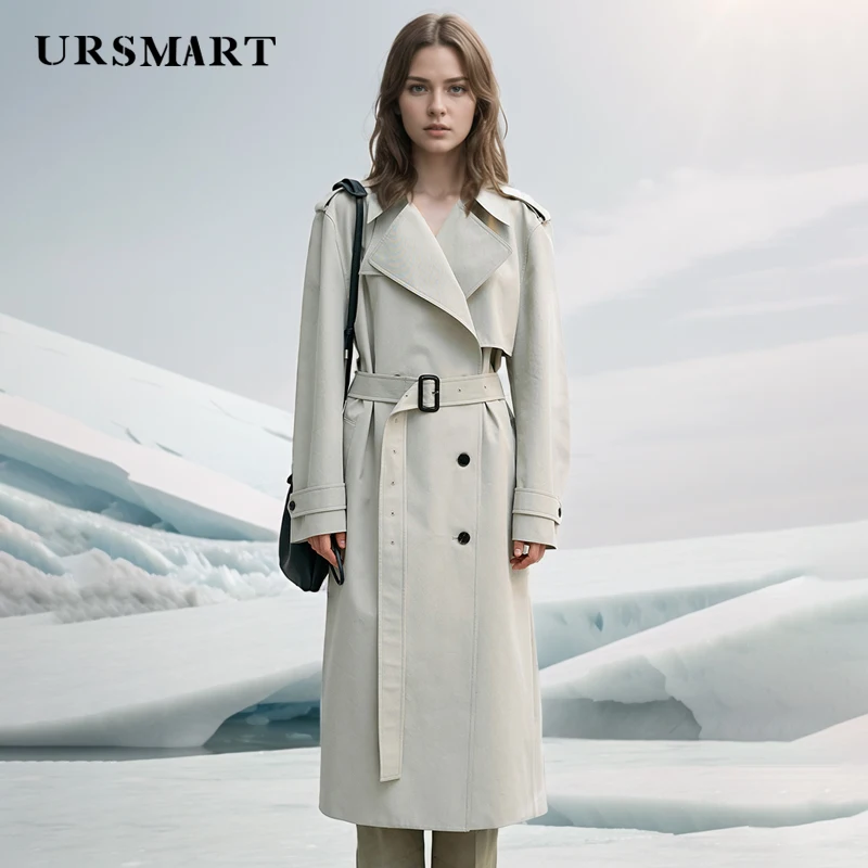 

Elegant Grey Spring Trench Coat for Women – Knee-Length Waterproof Comfortable Waist