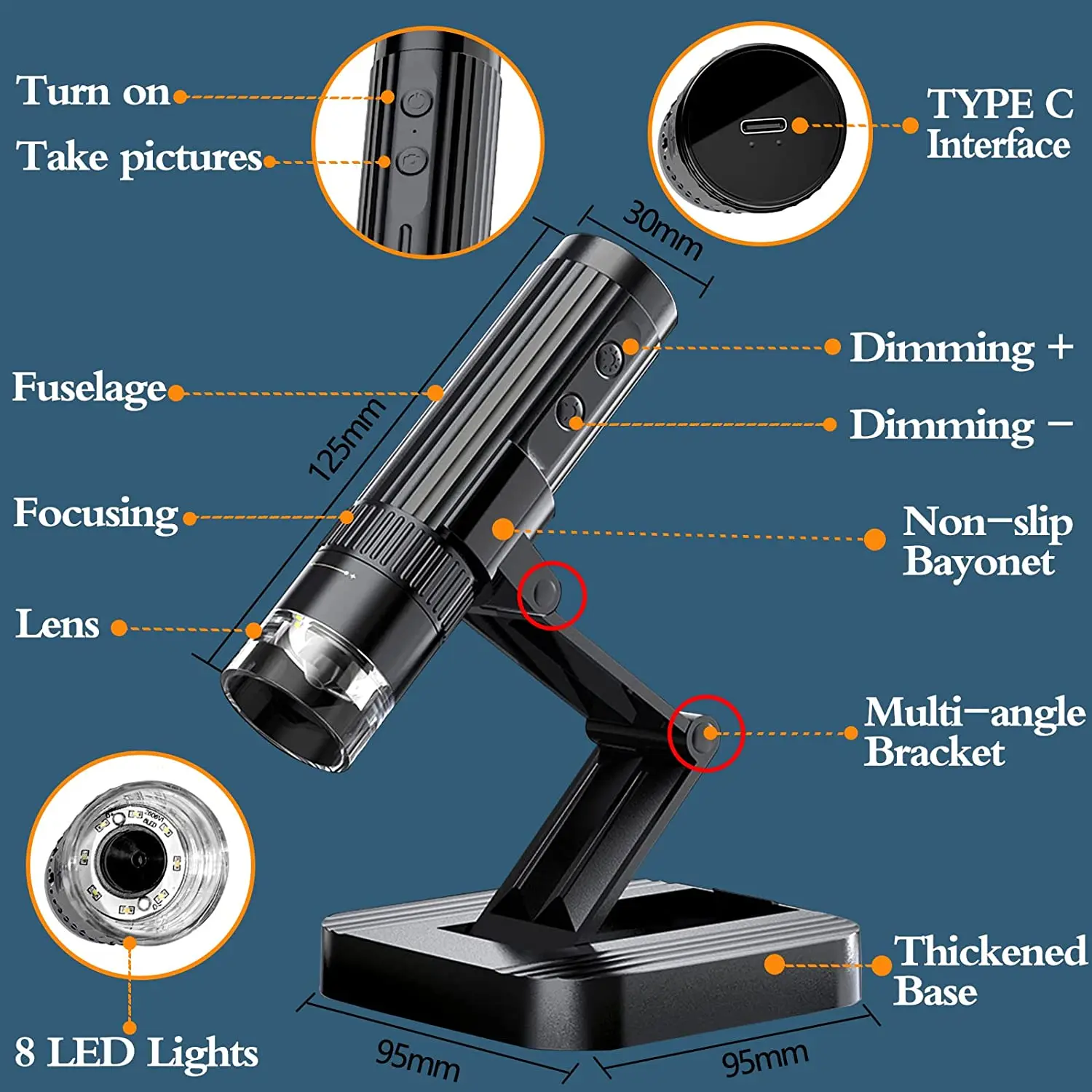 2023 microscopio digitale HD 1080P LED USB WiFi microscopio fotocamera per microscopio per telefono cellulare per strumenti di ispezione PCB per