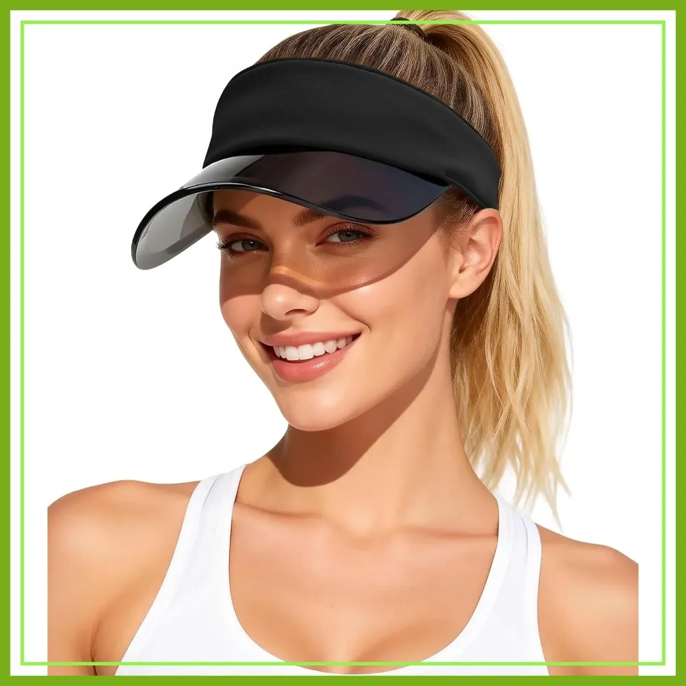 

UPF 50+ Transparent Sun Visor Hat with Adjustable Drawstring for Golf Tennis Pickleball