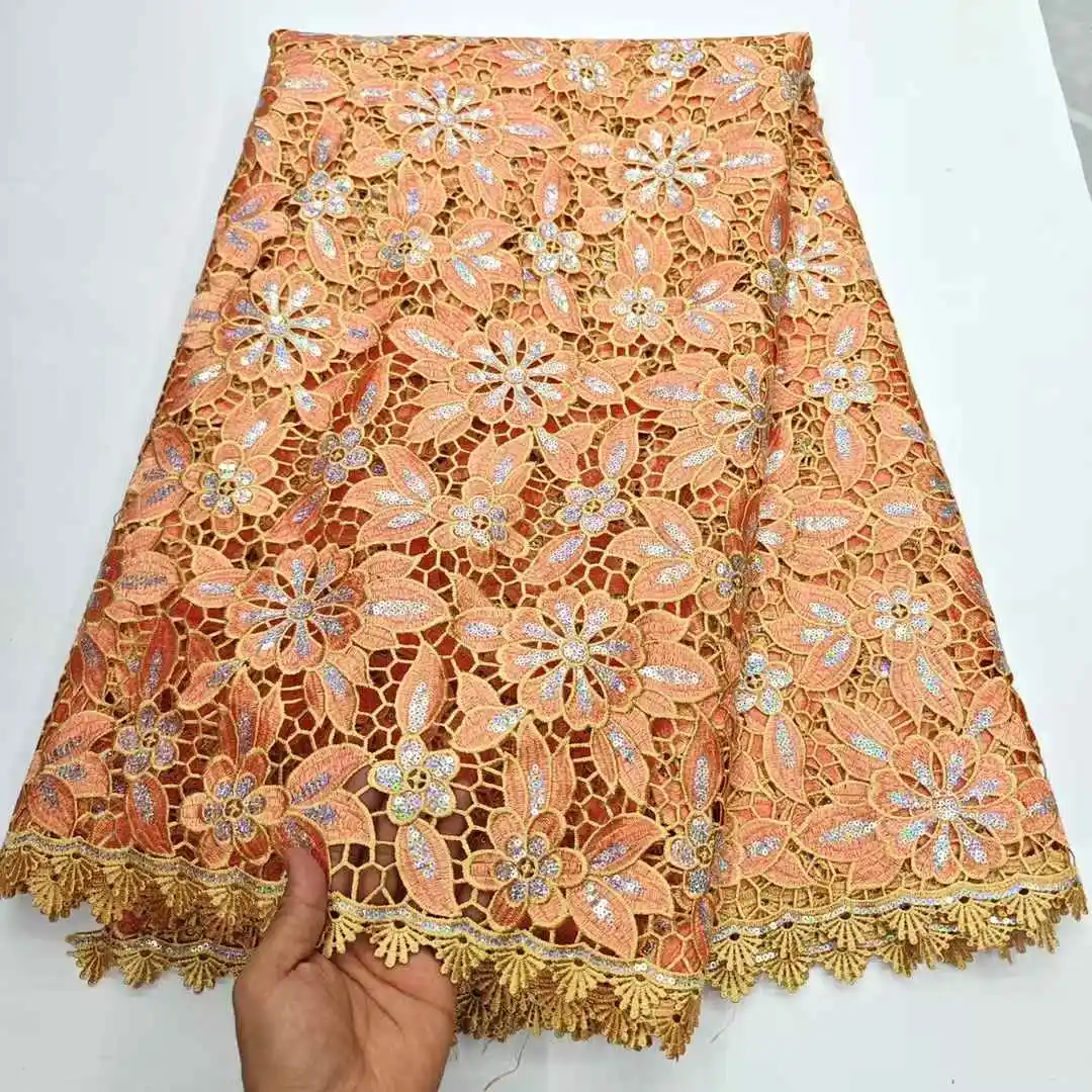 قماش دانتيل أفريقي 2025 قماش دانتيل جبر مع ترتر قماش دانتيل بحبل نيجيري لفساتين حفلات الزفاف