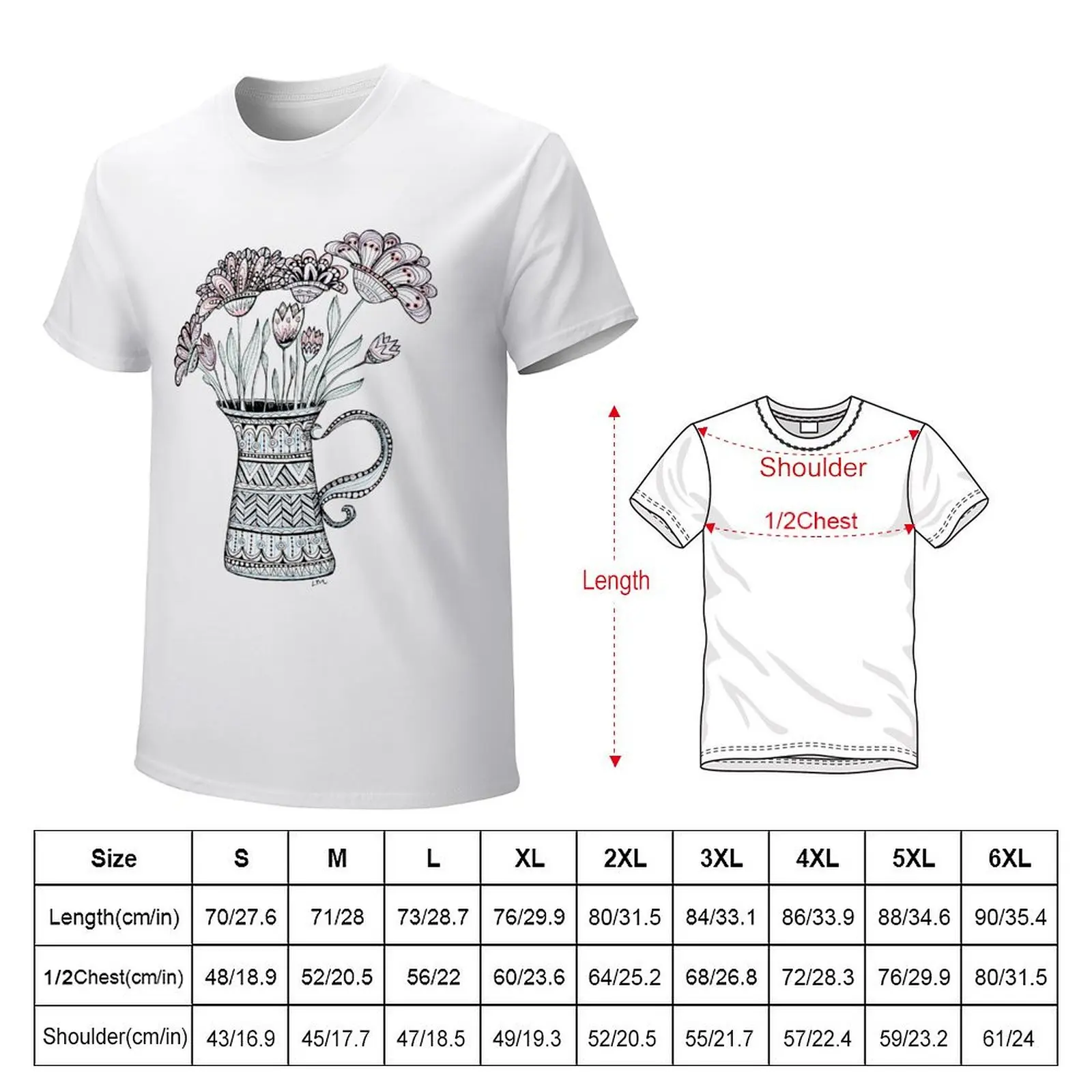 Pitcher of Flowers T-shirt heavyweights customizeds boys whites tops mens t shirt graphic