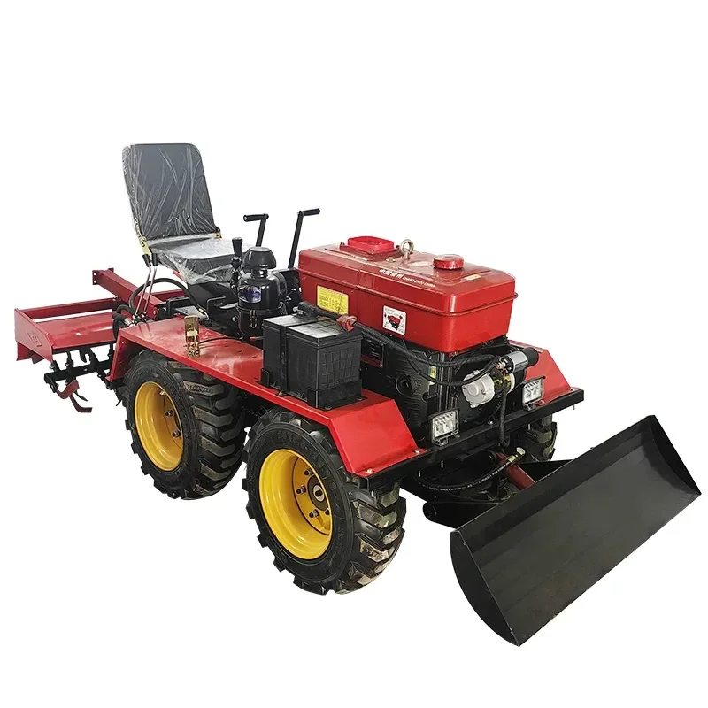 for Multifunctional Four Wheel Ride On Rotary Micro Tiller Small Household Diesel Four Wheel Drive Cultivated Land