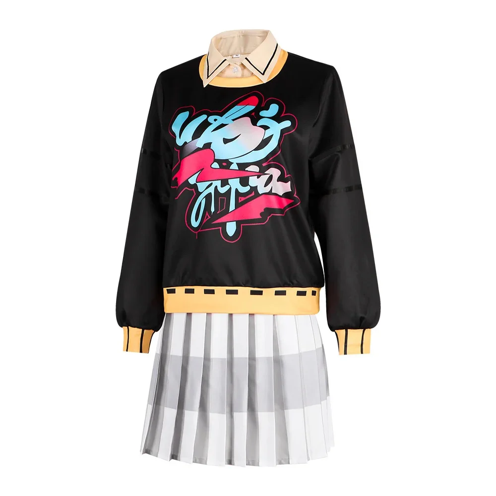 Veste Arai Persona P5X Cosplay Motoha Arai Costume Wig The Phantom X JK Uniform Black Hoodie Pleated Skirt Outfit Clothing