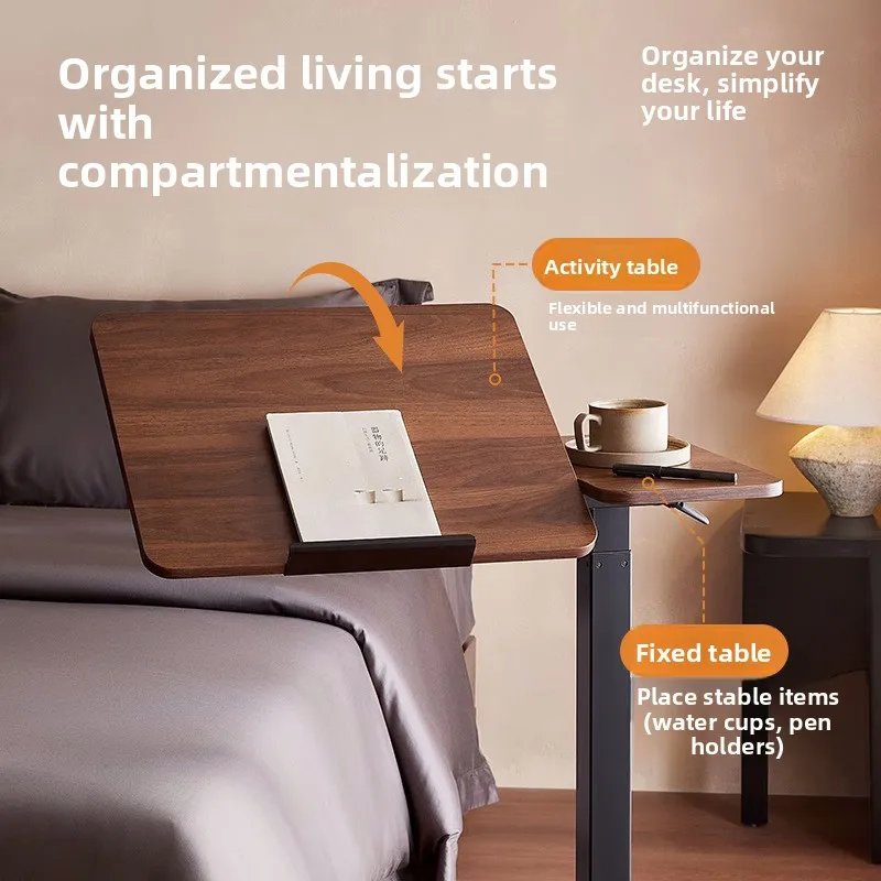 Elevating Computer Desk Standing Upright Movable Air Pressure Flipping Table, Home Sofa, Bedside