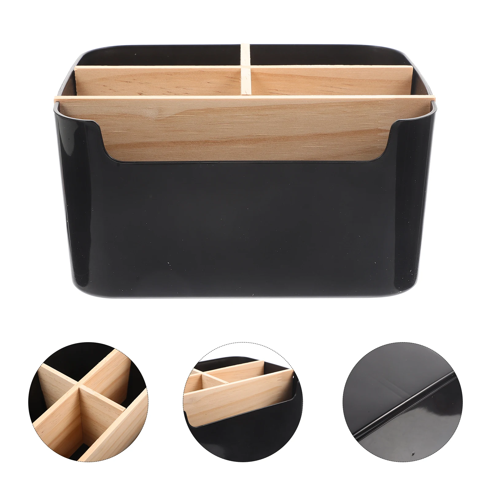 

Premium Bamboo Organizer Box Desktop Storage Case For Makeup Brushes Pens Skincare Tools Multi-Grid Household Holder