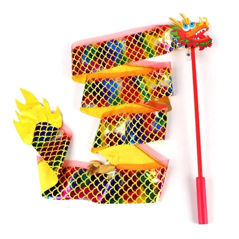 97BC Festive Dragon Dance Exercise with Flashlights Dragon Dance Chinese New Year Wulong Ribbon Best Wishes