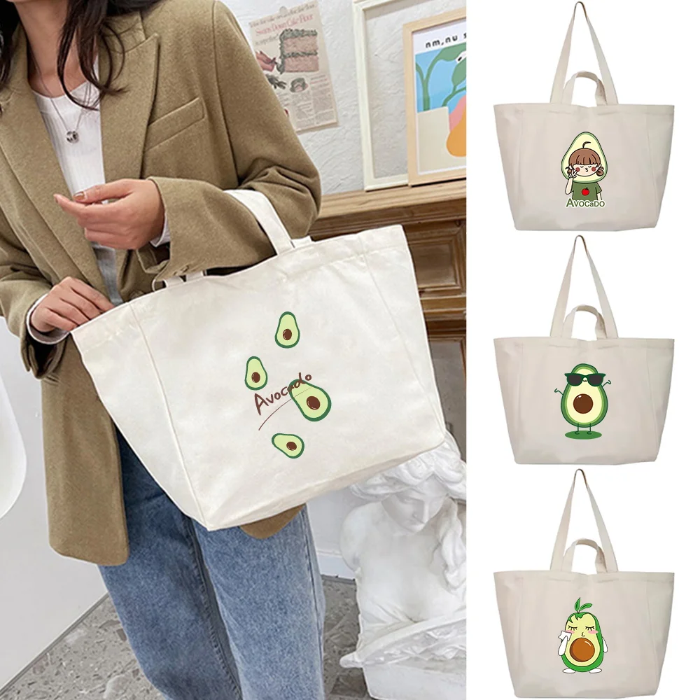 

Canvas Handbag Shopping Bag Shoulder Bags Shopper Tote Packet 2024Fashion Women Avocado Print Travel Portable Organizer Casual