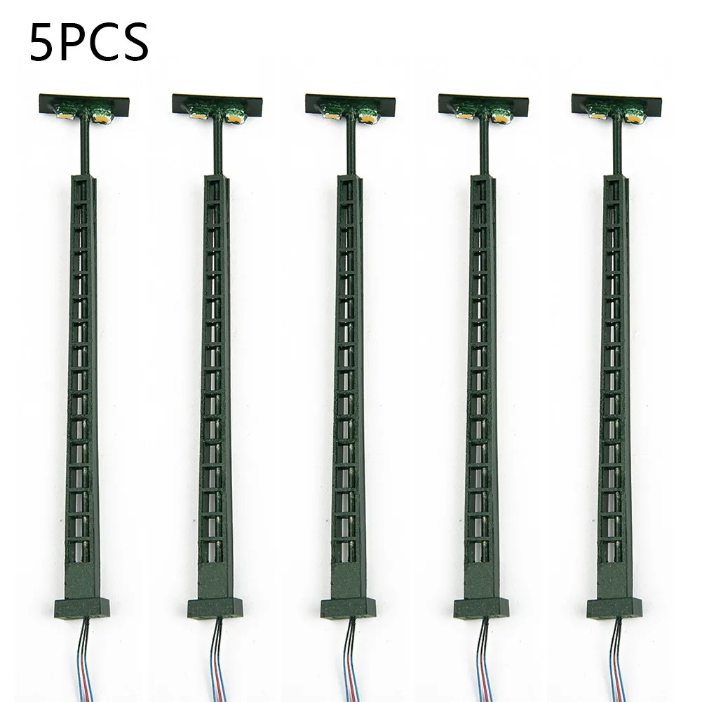5Pcs N Scale Lattice Mast Lights LED Model Railway Lamp Metal Signal Light With Resistors For 3V 12V Train Layout Building Decor