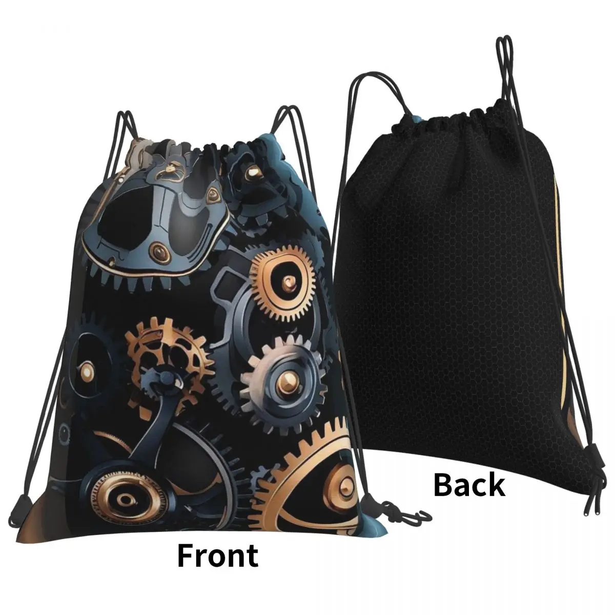 Mechanical Machine Gears Steampunk Style Backpacks Casual Drawstring Bags Sports Bag Book Bags for Travel School