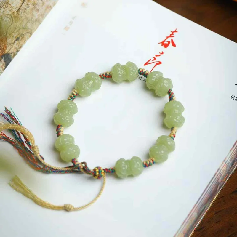 Supply Chain Natural Hetian Jade Ruoqiang Huangkou Old Material Double Bracelet With Certifi