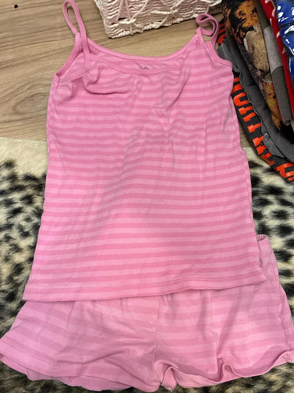 Pink Striped Vest Shorts Set Woman Slim Crop Top+Elastic Waist Short Pant Casual Cozy Sweet Cotton Home Pajama 2 Piece Sets New