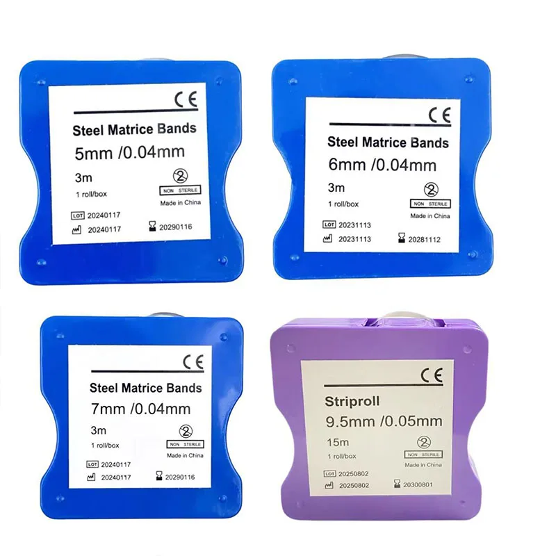 1 لفة شرائط مصفوفة الأسنان الفولاذ المقاوم للصدأ/الراتنج فيلم استعادة ضوء الشفاء الراتنج واضح مصفوفة العصابات مواد طب الأسنان