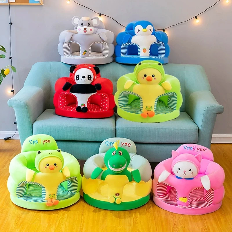 Cute Plush Baby Support Sofa Seat Cover Toddler Sit Learning Feeding Nest Puff Chair Comfort Washable Without Filling