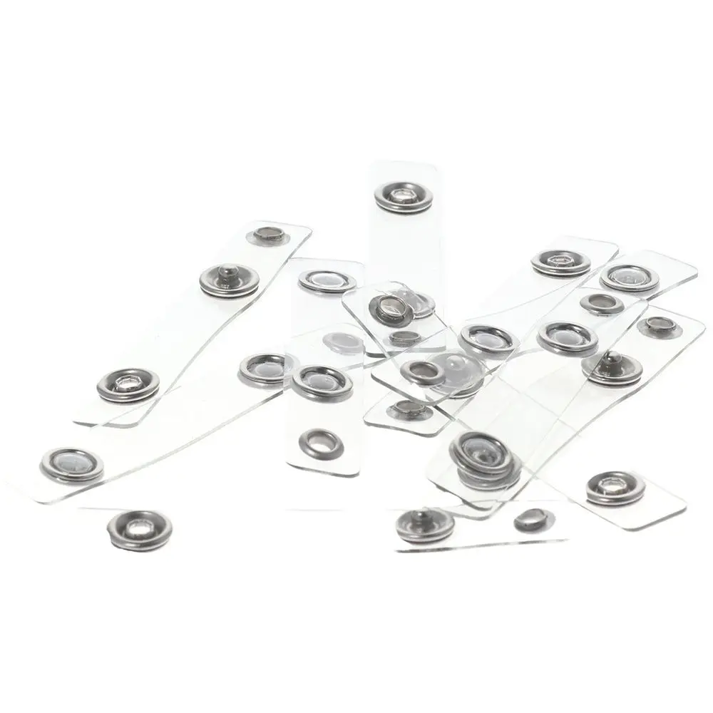 10 Pcs with Snap 10 Pcs ID Badge Holder Strap PVC Eyelet Badge Clips Clear Straps Card Holder