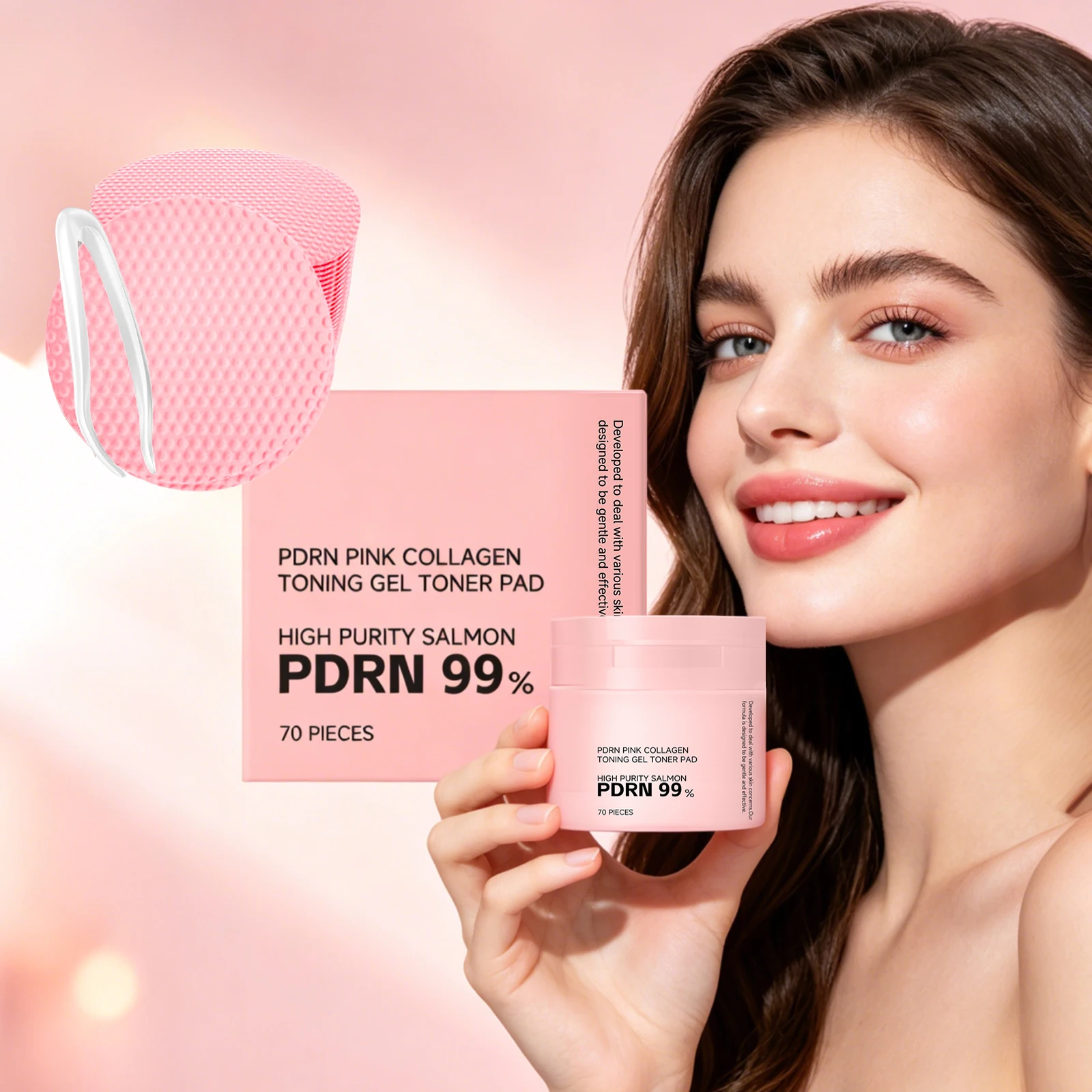 

PDRN Collagen Toner Pads Repair Skin Barrier Calm Redness Hydrate Skin Reduce Skin Fine Lines Brighten Dullness Facial Toner Pad