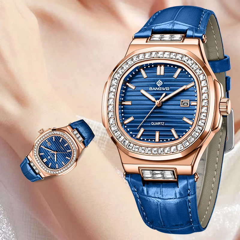 

BANGWEI TOP Women's Watch elegant luxury business luminous date Ladies Watch quartz vintage watches fashion Watch for Women+BOX