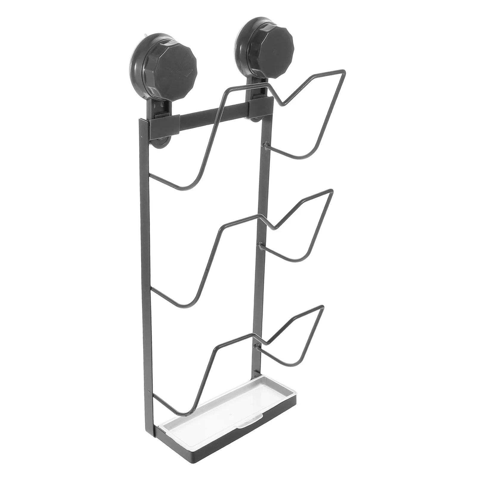 

1pcs Stainless Steel Wall-Mounted Pot Rack No-Drill Suction Cup Organizer Kitchen Storage Solution Household Lid Hanger