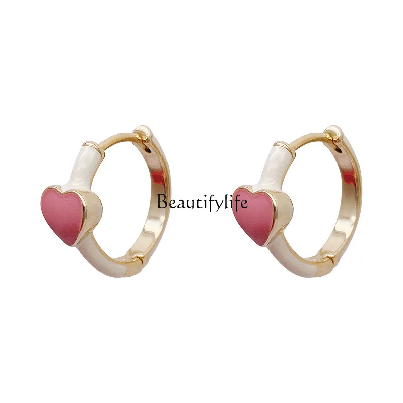 

Love Heart Ear Clip Sweet Fashion Design Sense Earrings Temperament Wild Ears