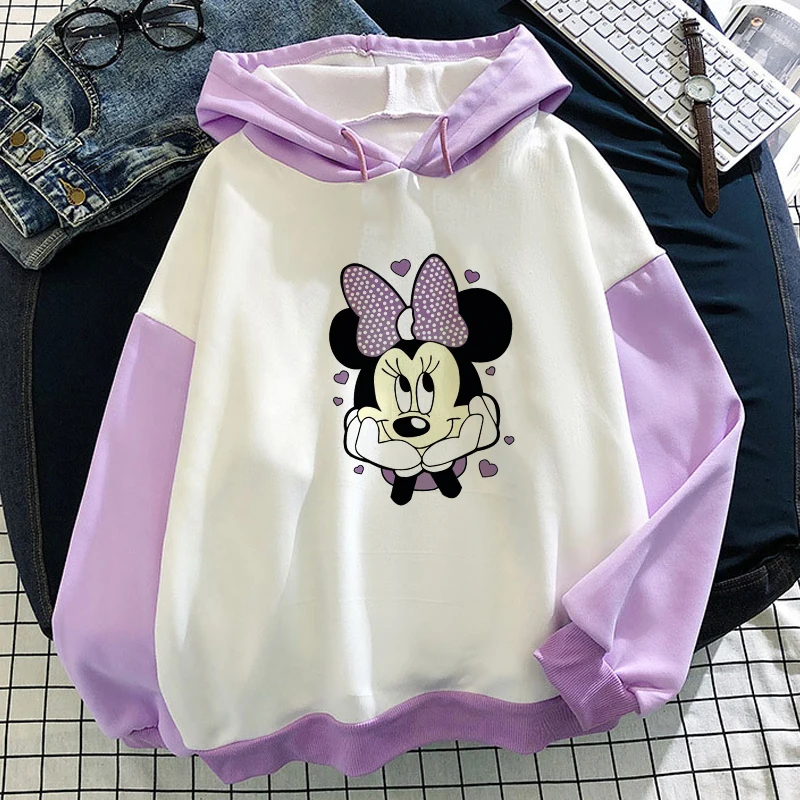 

Cartoon Kawaii Mickey Mouse Women Sweatshirts Pocket Anime Print Loose Y2k Clothing Women Hoodies Autumn Winter Popular Pullover