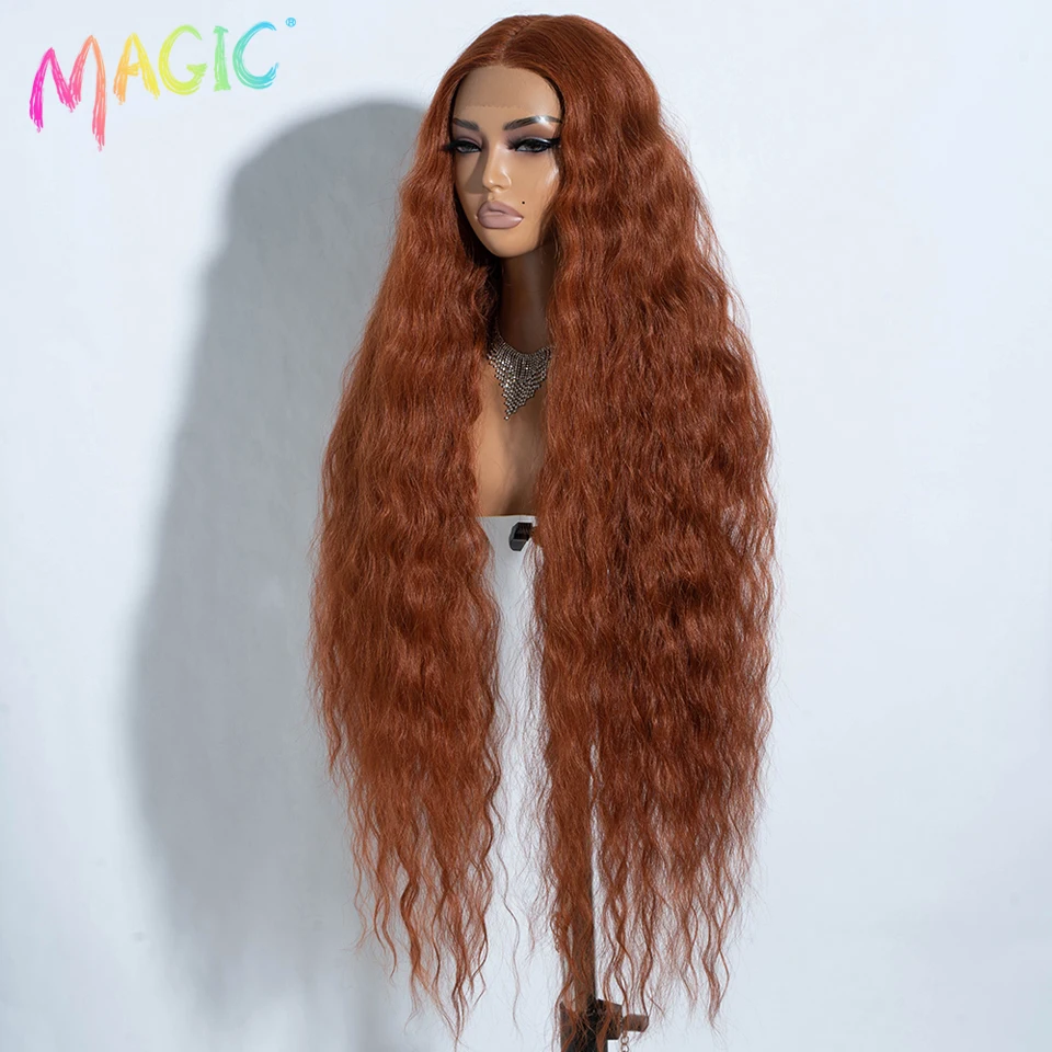 Pelucas de encaje sintético Magic Cosplay para mujeres negras pelo largo y rizado 42 pulgadas Cosplay Rubio Ombre peluca con malla frontal peluca de encaje sintético