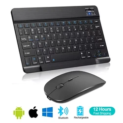 Spanish & English Bluetooth Wireless Keyboard and Mouse Set - Compatible with iPad, Mac, PC, Tablets, Phones & Laptops 10-inch