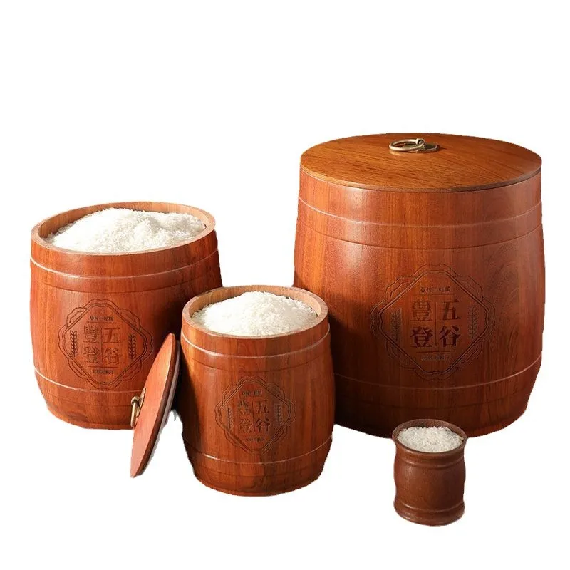 

rosewood, rice bucket, household, solid wood, moisture-proof, sealed