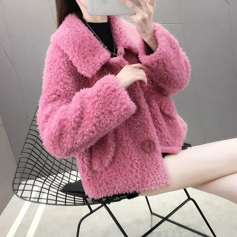 Women imitation Lamb Wool Jacket 2024 New Winter Jacket Warm Cotton Clothes Female Granular fleece Outerwear