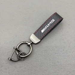 Car Keyring Carbon Fiber Keychain Leather Car Keys Rings Chain For Mercedes Benz AMG W204 W205 W203 W211 W212 W213 W201 W210