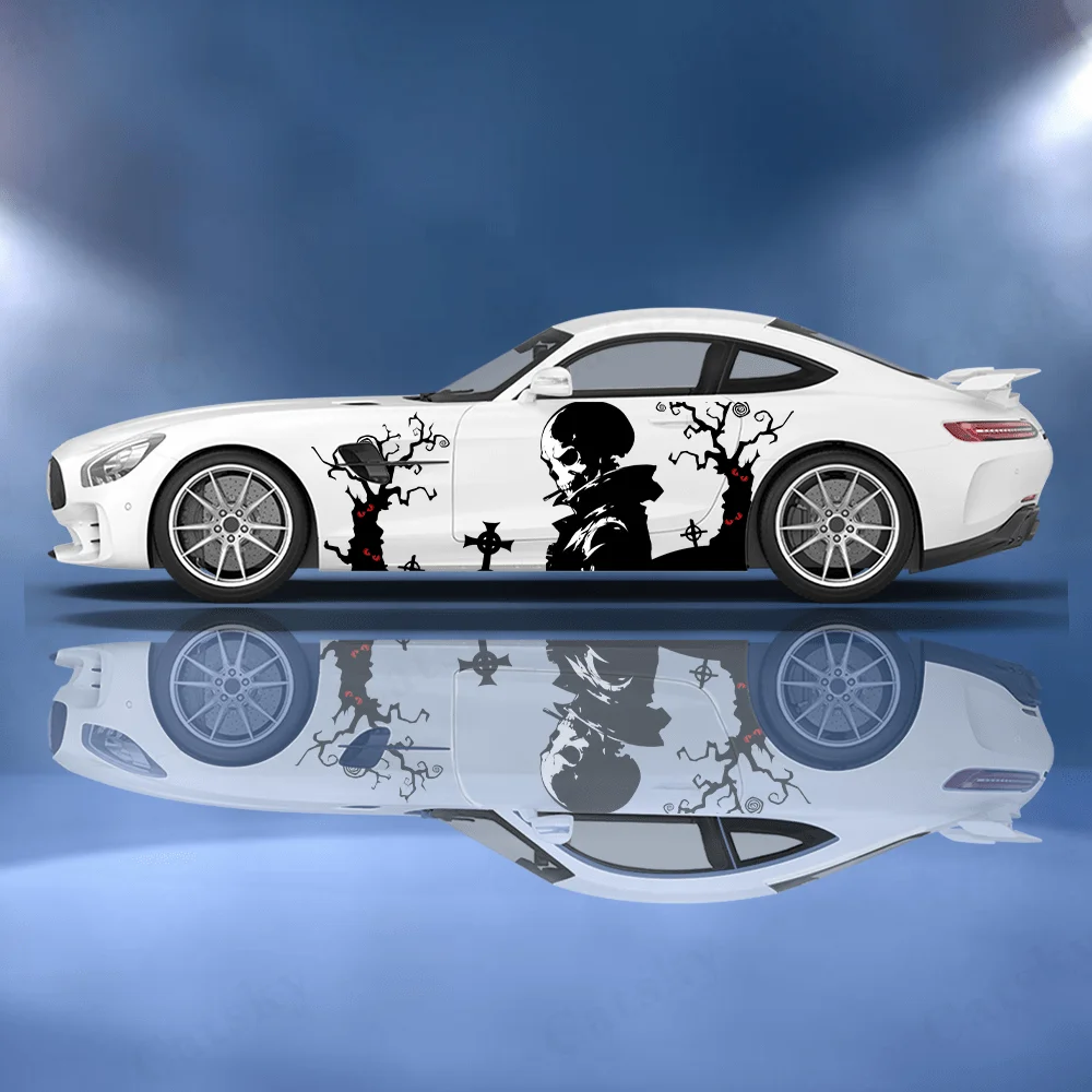 

Feature Color Skull Stickers Full Body Floral Decoration Covering Scratches Protect Car Stickers Waterproof Car Vinyl Wraps