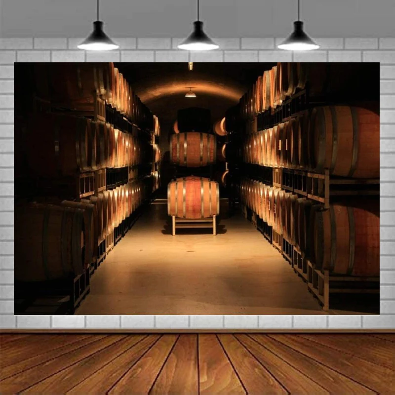 Wine Cellar Photography Backdrops For Winery Wooden Wine Barrel Vintage Cask Keg Abckground Photo Booth Shoot Studio Props