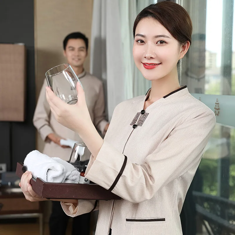 Uniforme de nettoyage de chambre d'hôtel, tenue d'automne et d'hiver à manches longues, nettoyeur de propriété communautaire de centre commercial, vêtements de travail de nettoyage pour femmes d'hôpital