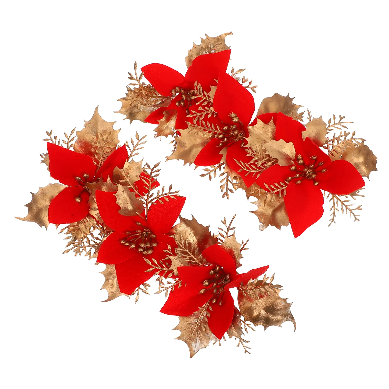 

6 Pcs Artificial Poinsettia Decor Christmas Glitter Red Flower Clips Flowers Tree Wreaths