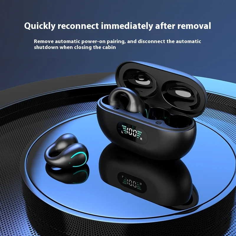 Fones de ouvido Bluetooth com condução óssea sem fio, redução de ruído, clipe de movimento, fones de ouvido sem fio, ventilador de cou
