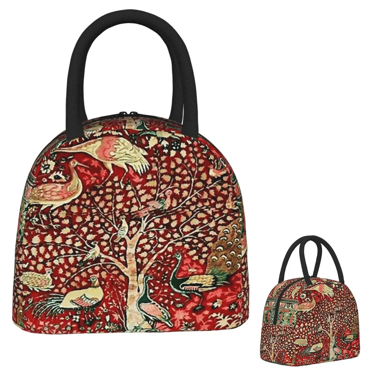 

Antique Persian Rug Bird Tree Flowers Ca Lunch Bags Insulated Bento Box Portable Lunch Tote Picnic Bags Thermal Bag for Woman