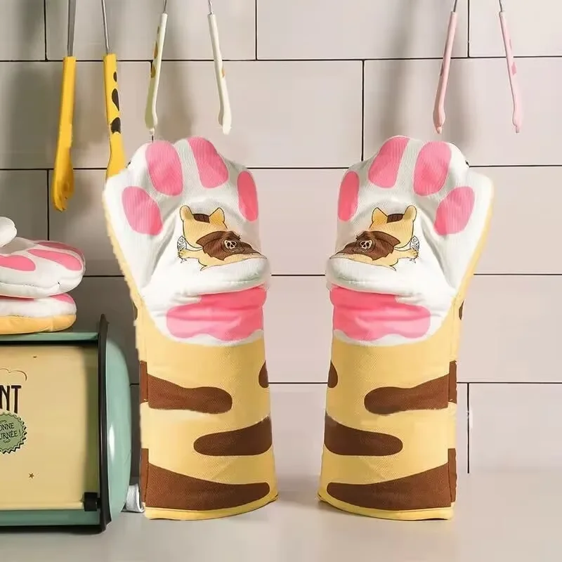 전자레인지용 긴 면장갑 귀여운 고양이 발 모양 오븐 단 - Kitchen Baking Gloves 리뷰 및 가격