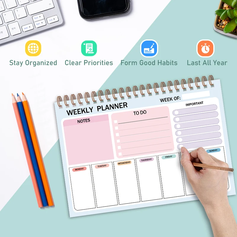 1Pack Weekly Planner Minimalist To Do List Notepad 8x5.6\